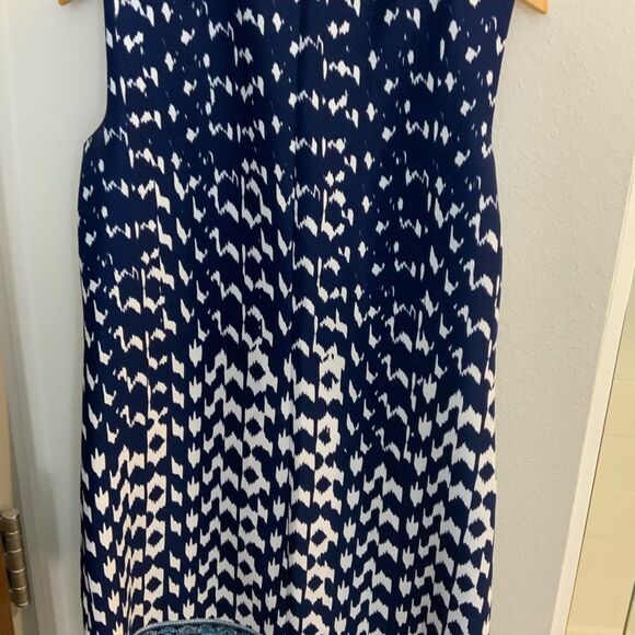 Ab Studio Sleeveles Sheath Dress Womens Size 8 Blue Knit Banded Hem Knee Length - Picture 5 of 9